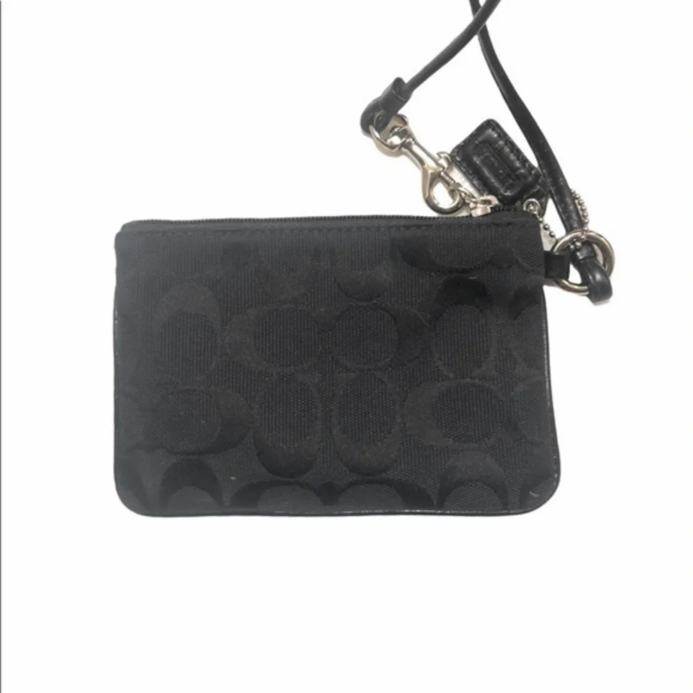 Coach black signature wristlet bag